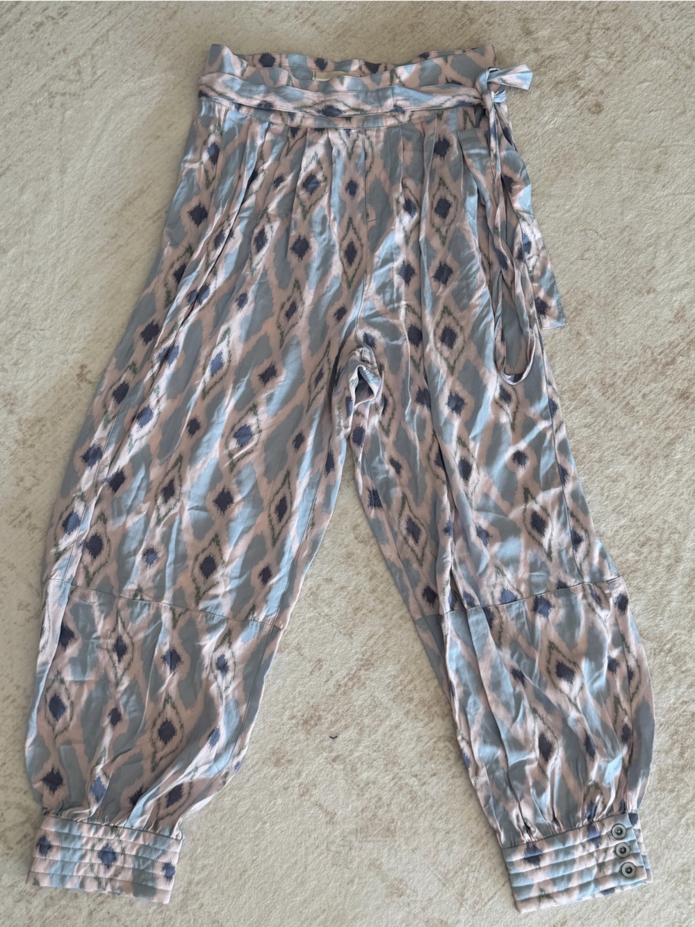 Anthropologie HEI Relaxed Trousers in Light Blue and Cream